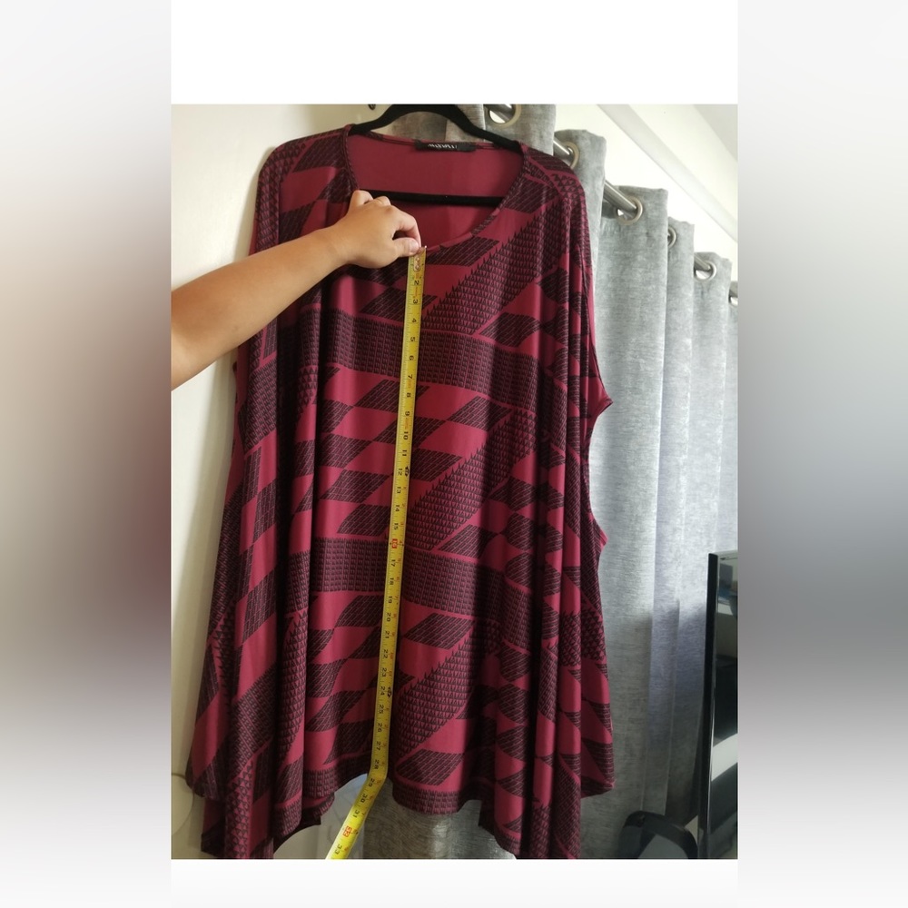 Manaola Maroon & Black Shoulder-Puka (Kipuka) Poncho style dress/blouse/top
